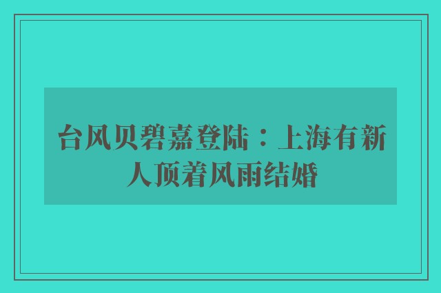 台风贝碧嘉登陆：上海有新人顶着风雨结婚