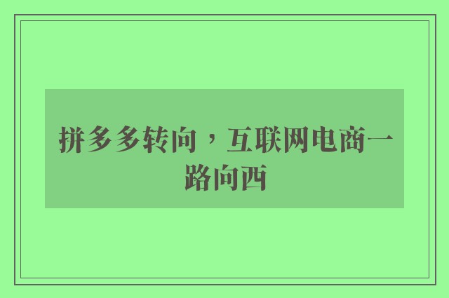 拼多多转向，互联网电商一路向西