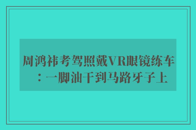 周鸿祎考驾照戴VR眼镜练车：一脚油干到马路牙子上