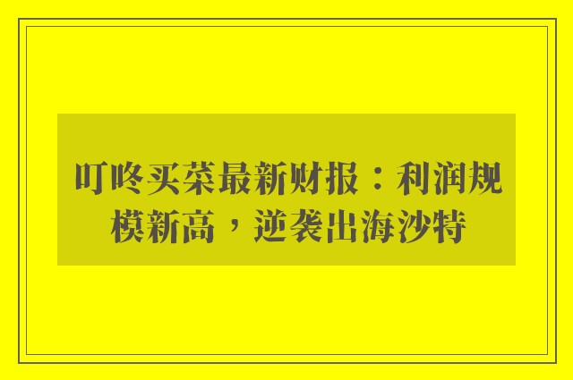 叮咚买菜最新财报：利润规模新高，逆袭出海沙特